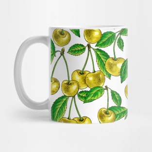 Yellow cherries on white Mug